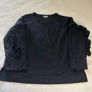 Gigio - Boutique Black Long Sleeve Top with Ruffles down the Sleeves. Size XL.